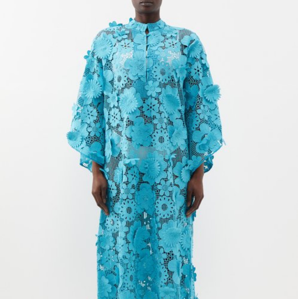LA VIE STYLE HOUSE 3D-floral guipure-lace kaftan